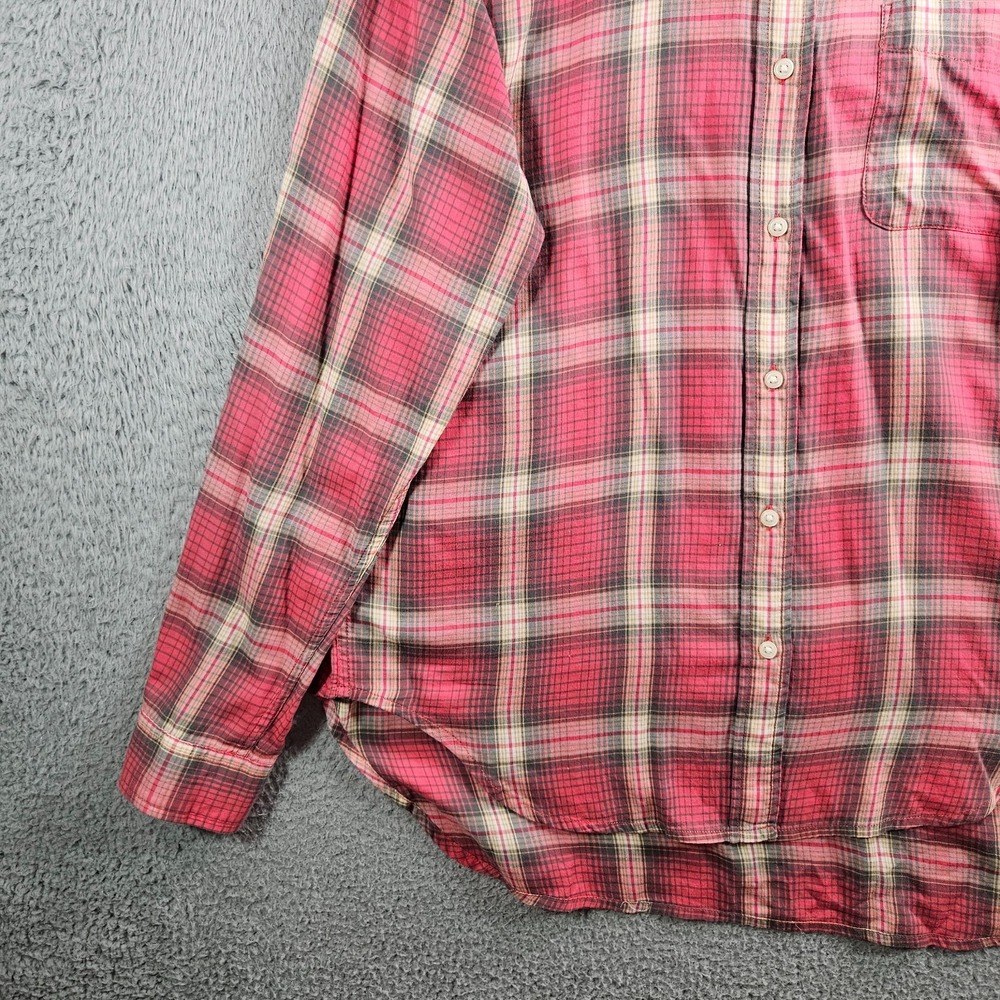 Denim & Supply Ralph Lauren Boyfriend‎ Shirt Women Medium Long Sleeve Red Plaid - Picture 2 of 10